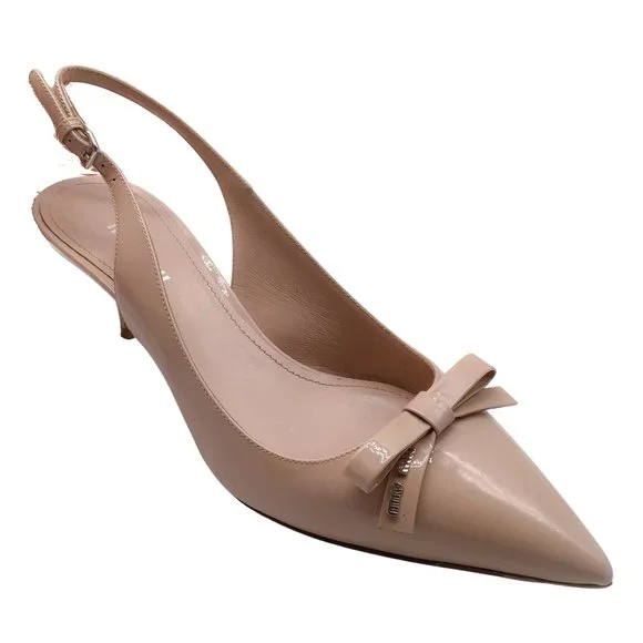 【関税&送料込】Miu Miu Beige Leather Pumps Miu Miu | Shoes | Miu Miu Beige Bow Detail Pointed Toe